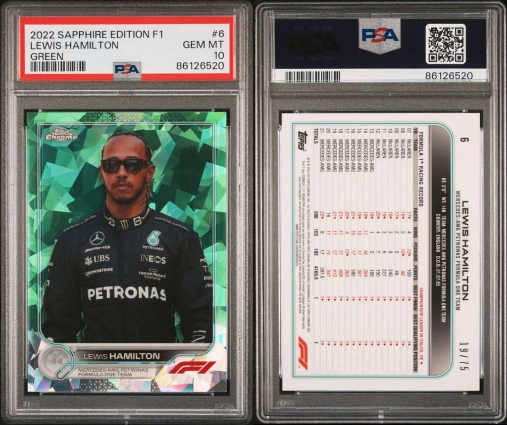 2022 Topps Chrome Sapphire Edition F1 - Lewis Hamilton - Green /75 - #6 - PSA 10