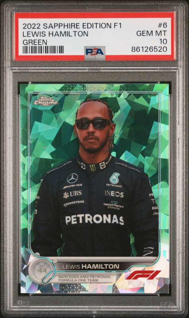 2022 Topps Chrome Sapphire Edition F1 - Lewis Hamilton - Green /75 - #6 - PSA 10