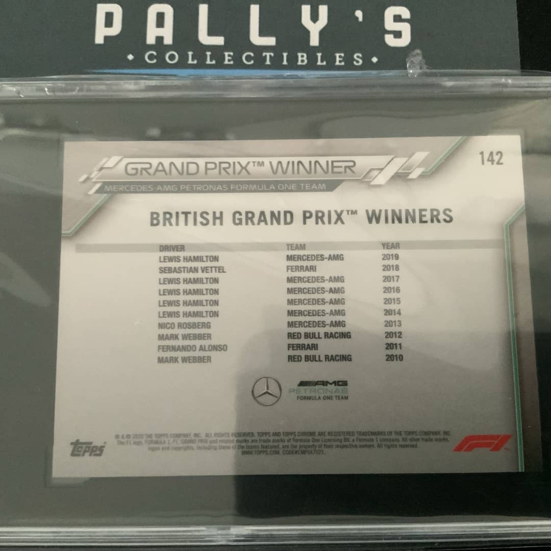Lewis Hamilton 2020 Topps Chrome Sapphire F1 #142 UK Flag SGC 10 Gem Mint