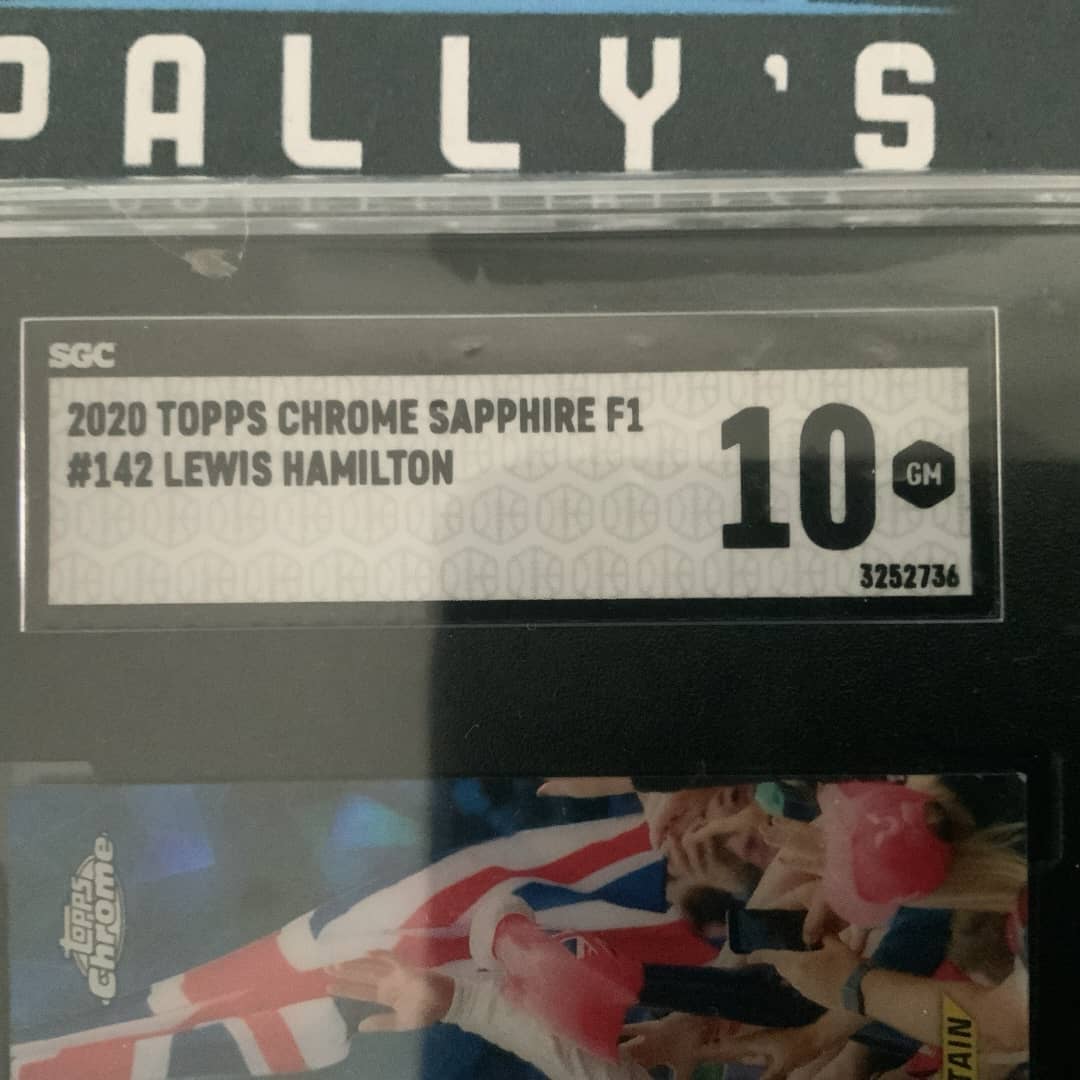 Lewis Hamilton 2020 Topps Chrome Sapphire F1 #142 UK Flag SGC 10 Gem Mint