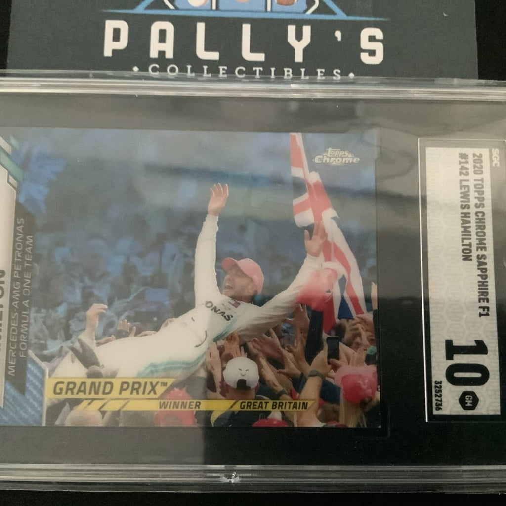 Lewis Hamilton 2020 Topps Chrome Sapphire F1 #142 UK Flag SGC 10 Gem Mint