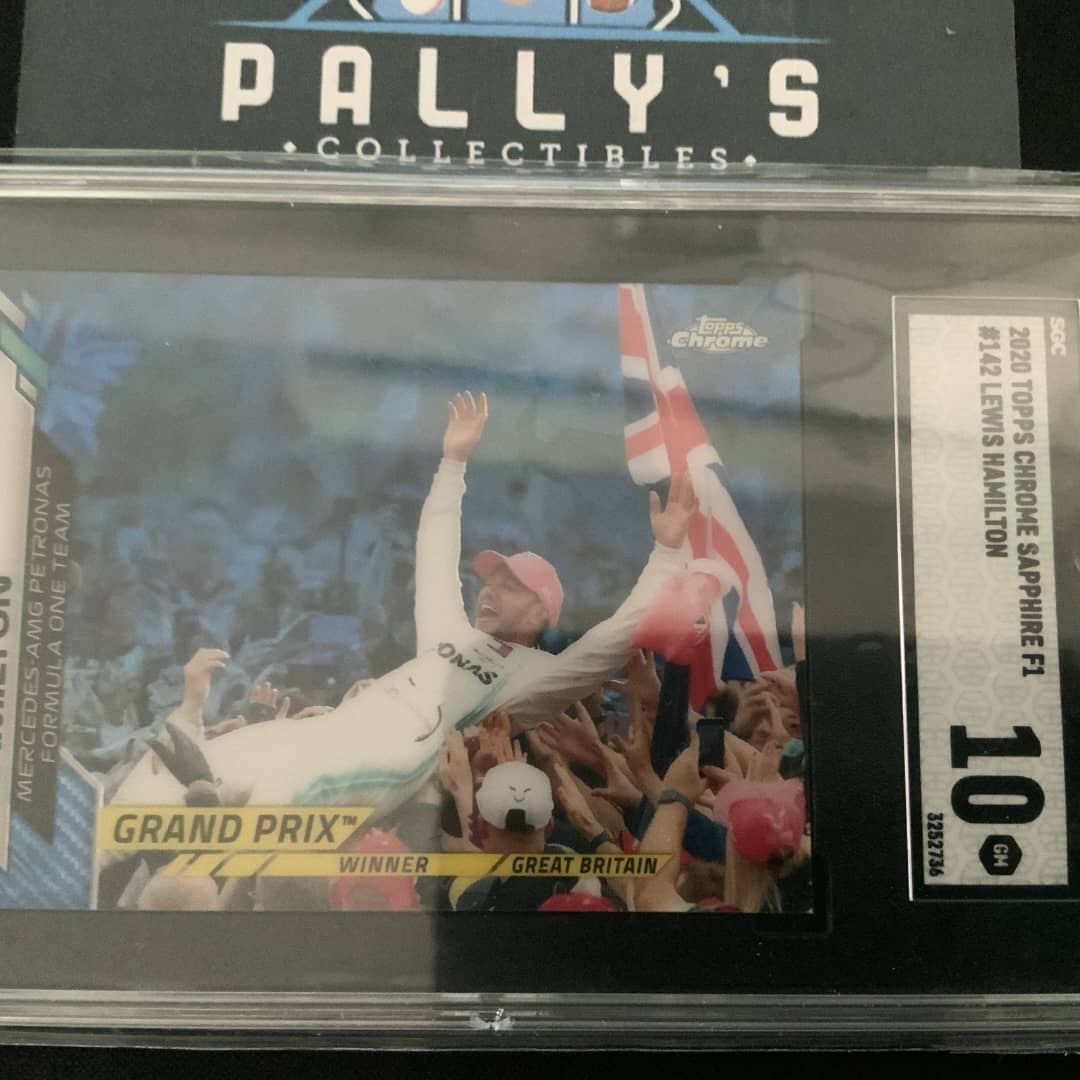 Lewis Hamilton 2020 Topps Chrome Sapphire F1 #142 UK Flag SGC 10 Gem Mint