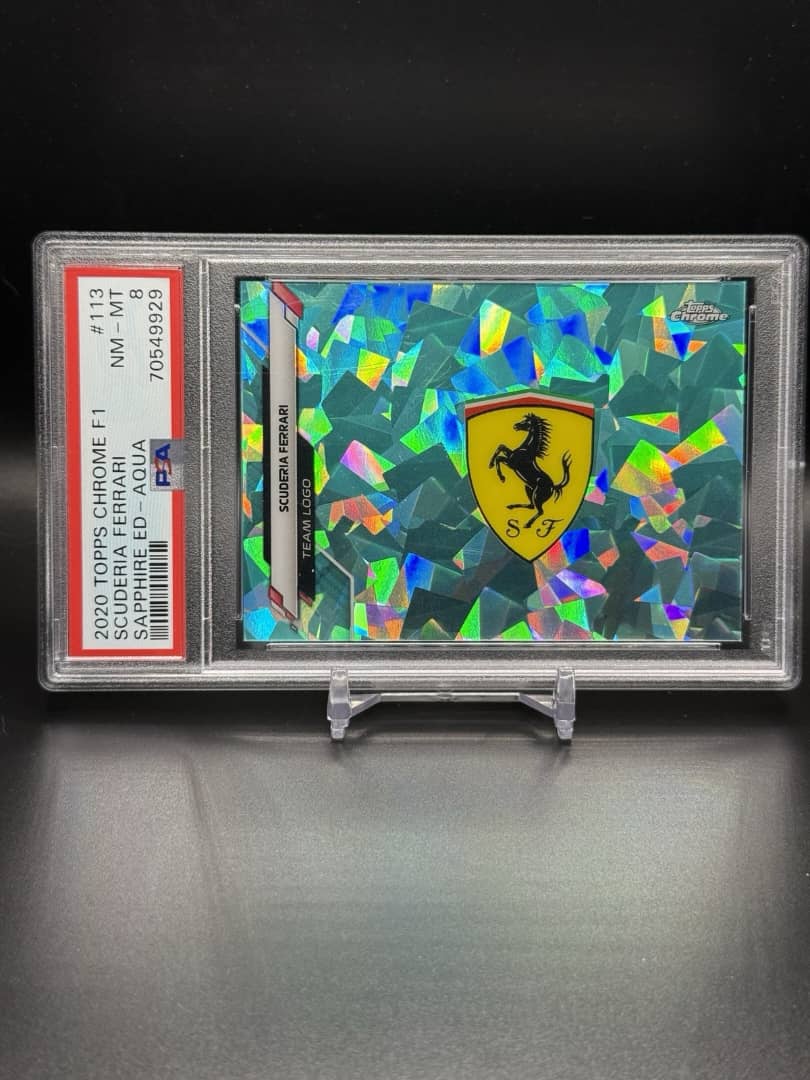 2020 TOPPS CHROME SAPPHIRE F1 #113 FERRARI TEAM LOGO RC AQUA REFRACTOR 69/99!