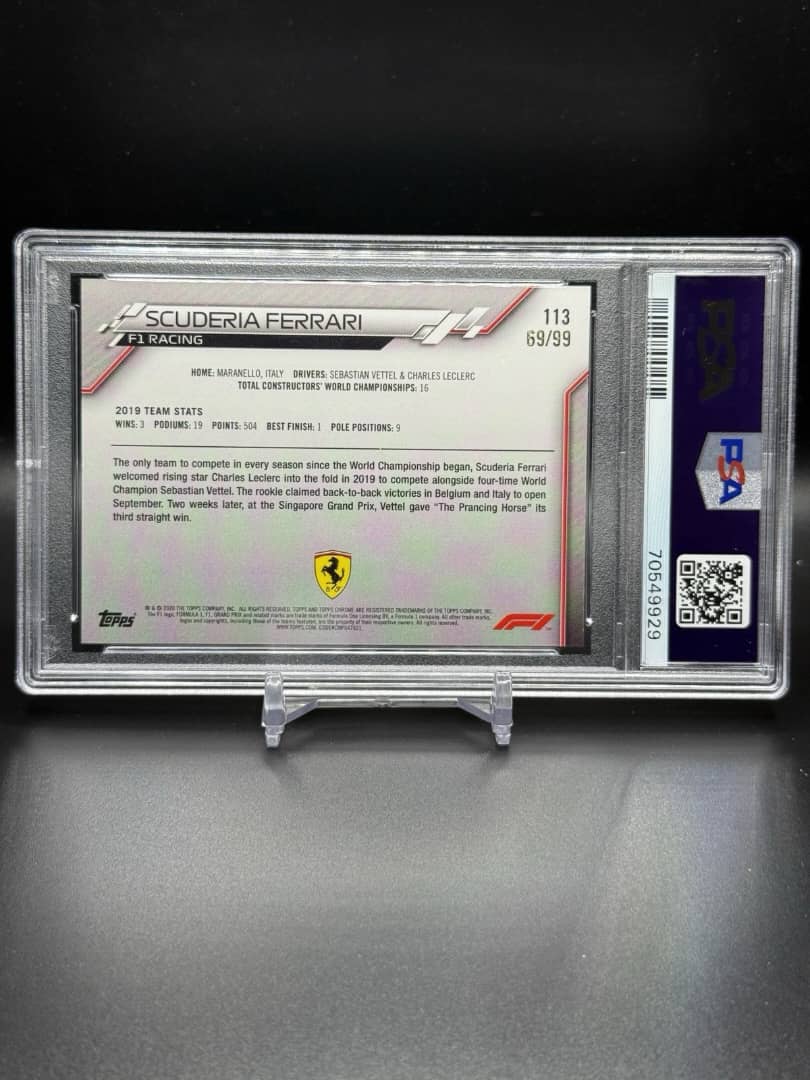 2020 TOPPS CHROME SAPPHIRE F1 #113 FERRARI TEAM LOGO RC AQUA REFRACTOR 69/99!