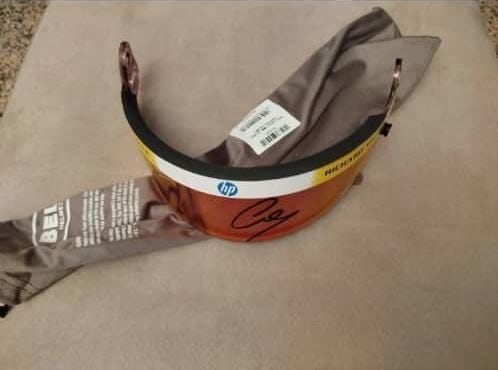 Lewis Hamilton signed race used Ferrari visor 2025