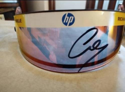 Lewis Hamilton signed race used Ferrari visor 2025