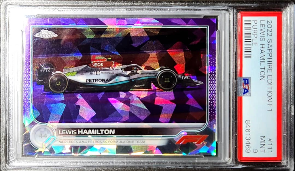 Lewis Hamilton 2022 Topps Chrome #111 Sapphire #/10 Purple Refractor SSP PSA 9