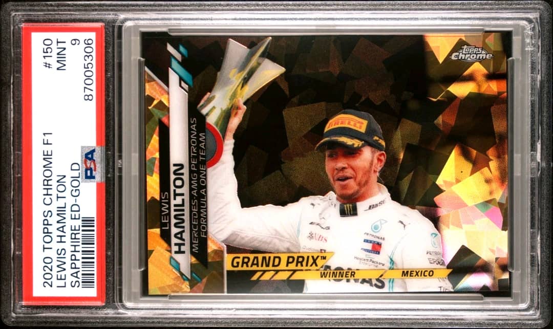 2020 Topps Chrome Sapphire F1 /50 Lewis Hamilton Gold Refractor #150 PSA 9 RC SP