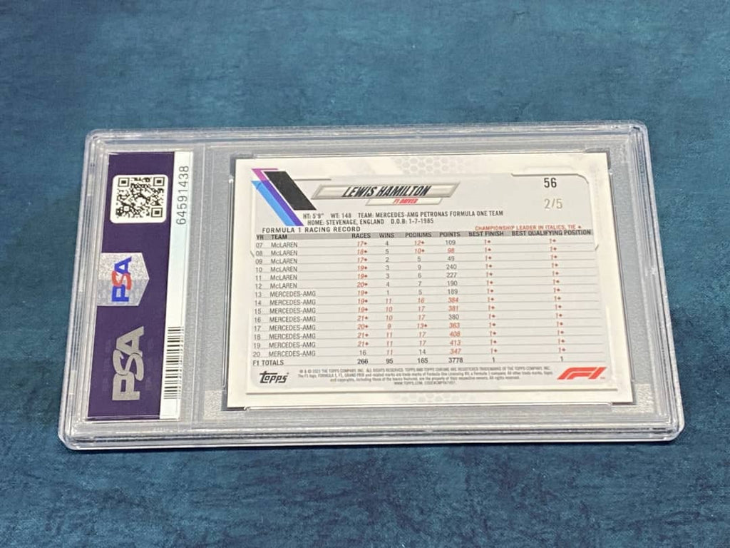 2021 TOPPS CHROME F1 RED WAVE REFRACTOR LEWIS HAMILTON 2/5 PSA 10