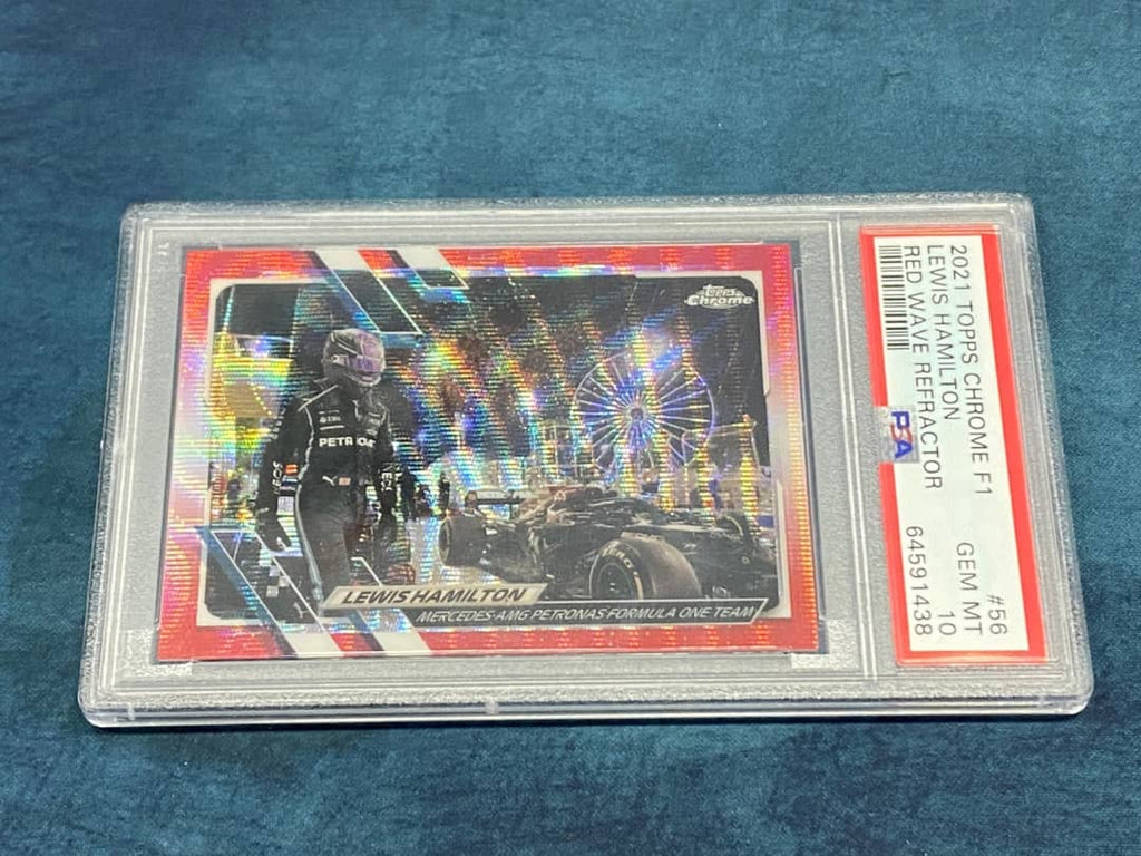 2021 TOPPS CHROME F1 RED WAVE REFRACTOR LEWIS HAMILTON 2/5 PSA 10