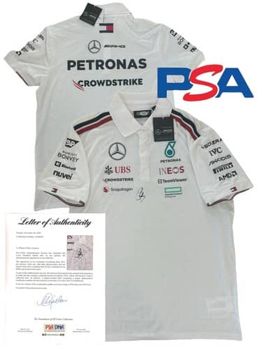 Lewis Hamilton Signed Official 2024 Mercedes AMG Petronas F1 Polo PSA LOA AUTO