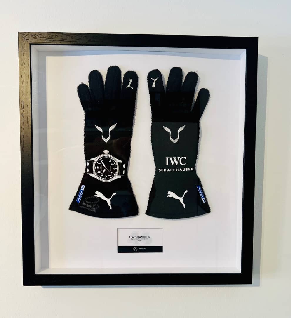 Lewis Hamilton Mercedes F1 Formula one puma official gloves signed