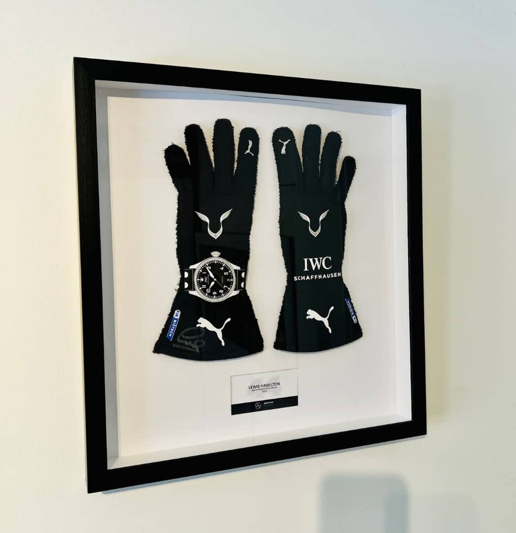 Lewis Hamilton Mercedes F1 Formula one puma official gloves signed