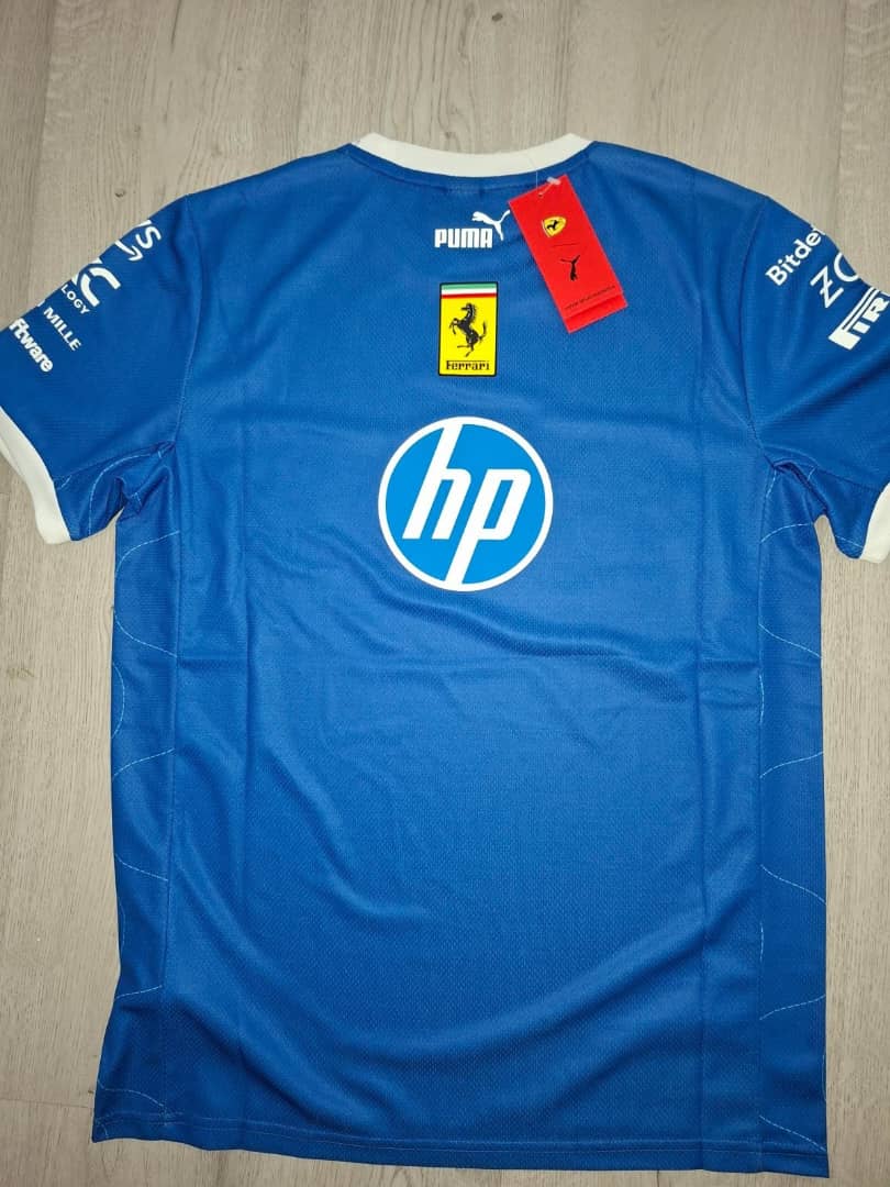 F1 2025 LEWIS HAMILTON SIGNED MONZA T SHIRT FERRARI PUMA PHOTOPROOF FORMULA