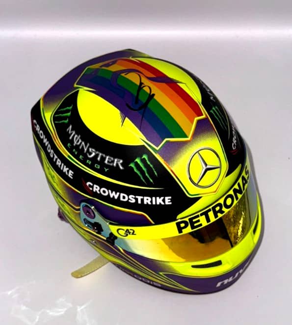 Sir Lewis Hamilton signed 2023 Mercedes-AMG Petronas F1 Official 1:2 Helmet +COA