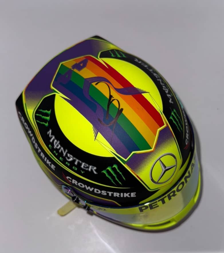 Sir Lewis Hamilton signed 2023 Mercedes-AMG Petronas F1 Official 1:2 Helmet +COA