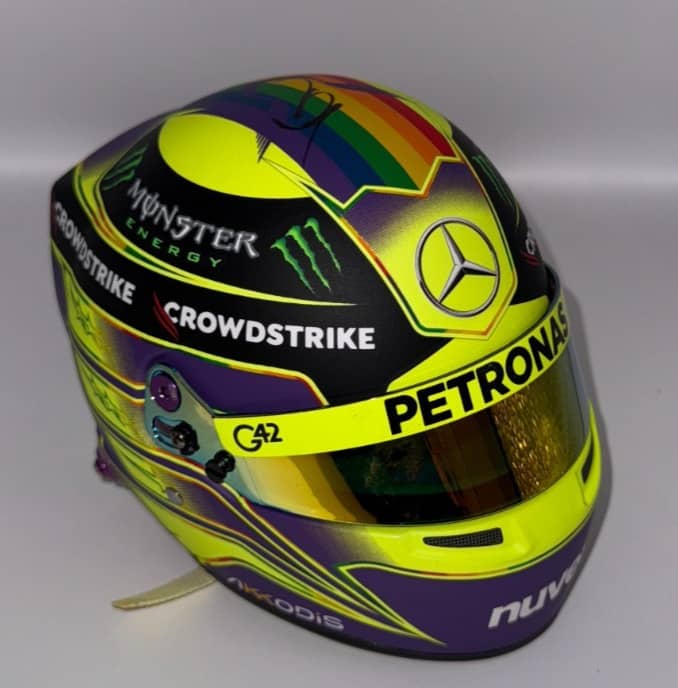 Sir Lewis Hamilton signed 2023 Mercedes-AMG Petronas F1 Official 1:2 Helmet +COA