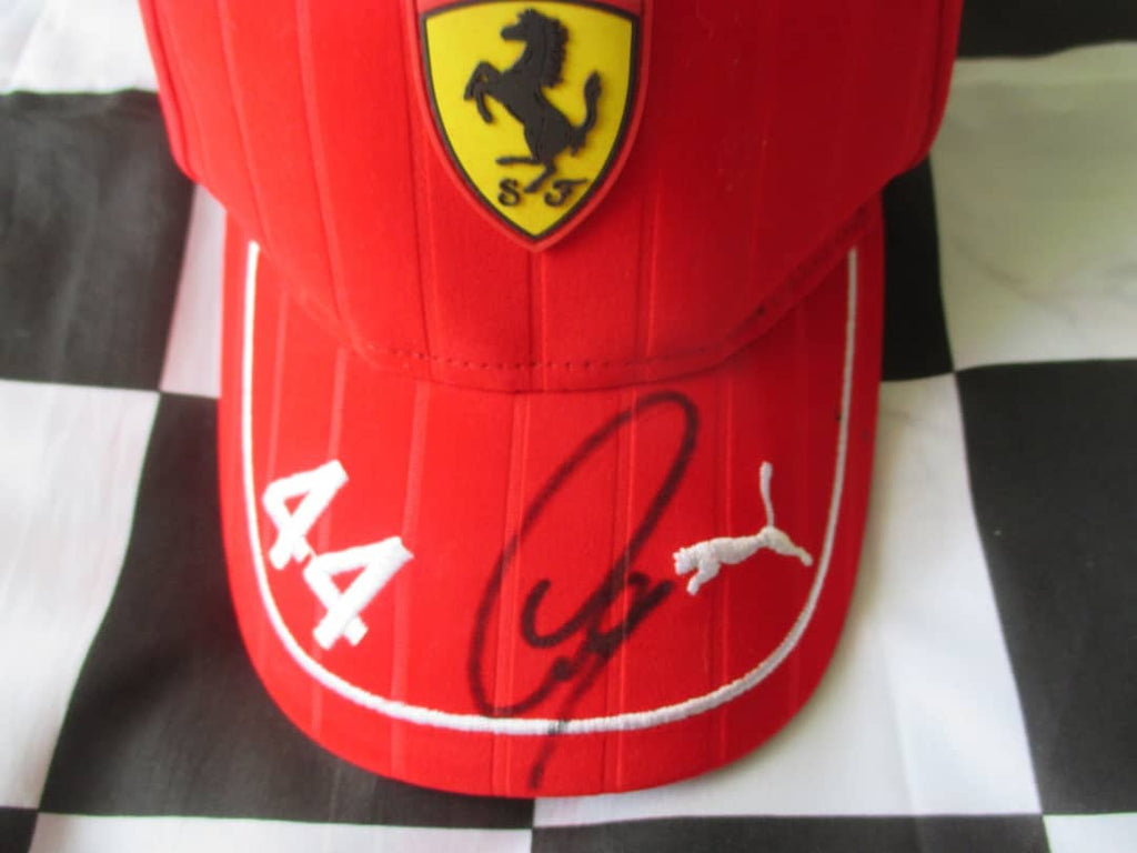 LEWIS HAMILTON FERRARI CAP signed SILVERSTONE 2025