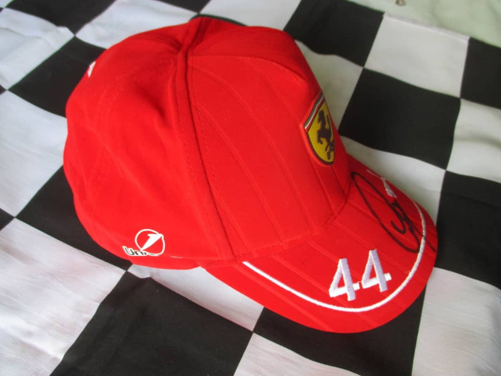 LEWIS HAMILTON FERRARI CAP signed SILVERSTONE 2025