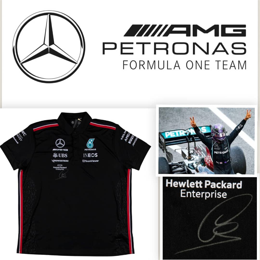 Lewis Hamilton Mercedes Benz F1 Signed Jersey Autographed Shirt 2024 BAS Beckett