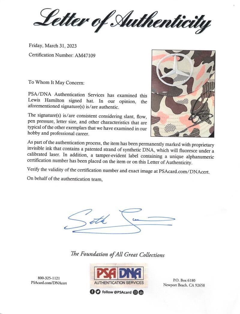 Lewis Hamilton Signed Autograph Mercedes Benz