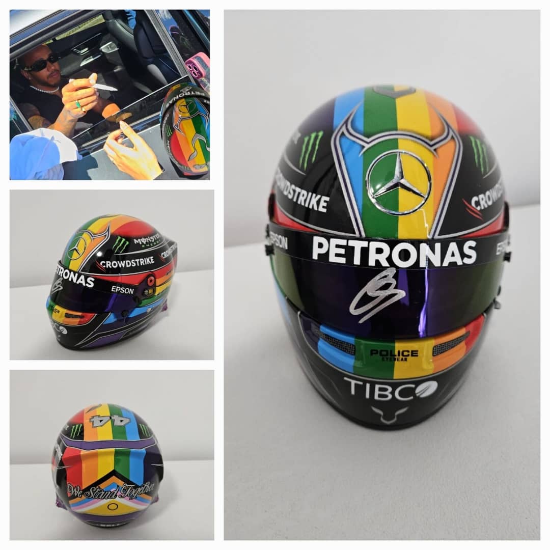 Lewis Hamilton Signed 1:2 Mini Helmet With Proof Mercedes Racing YY36092 JSA LOA