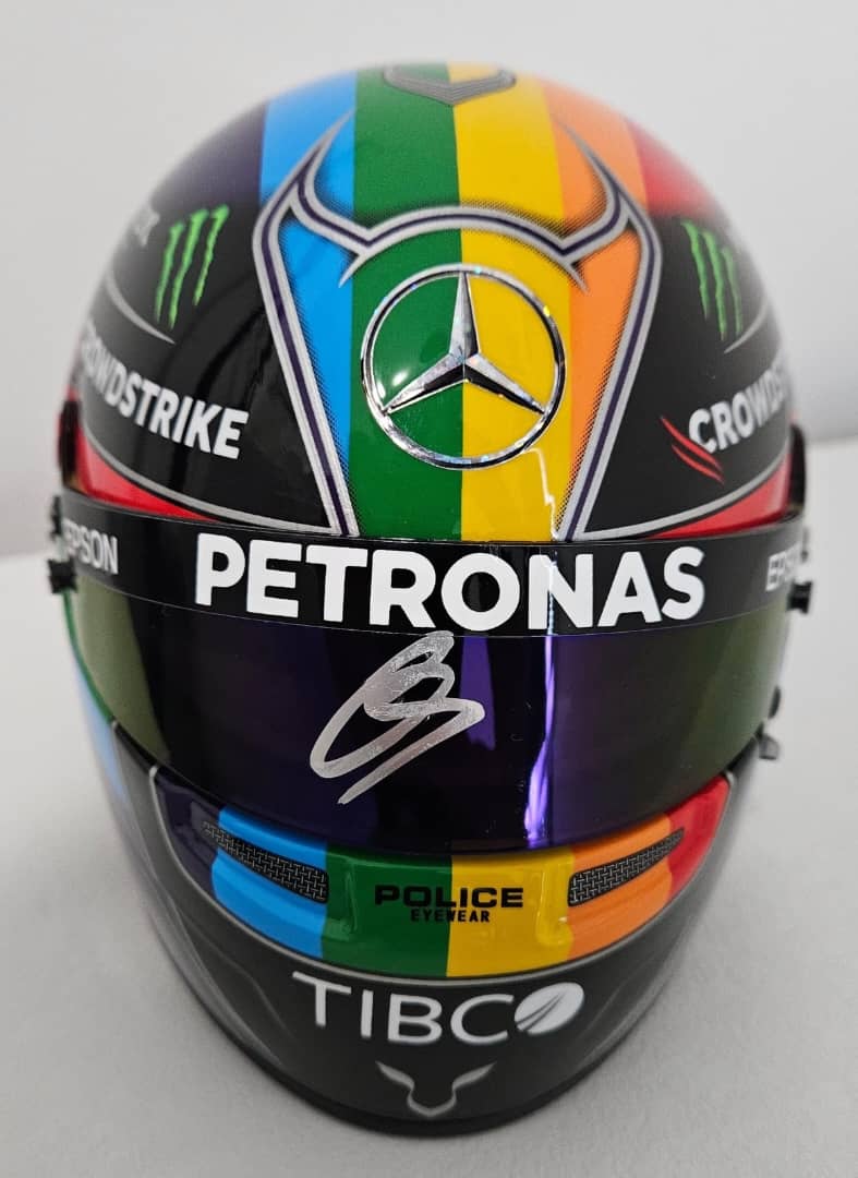 Lewis Hamilton Signed 1:2 Mini Helmet With Proof Mercedes Racing YY36092 JSA LOA