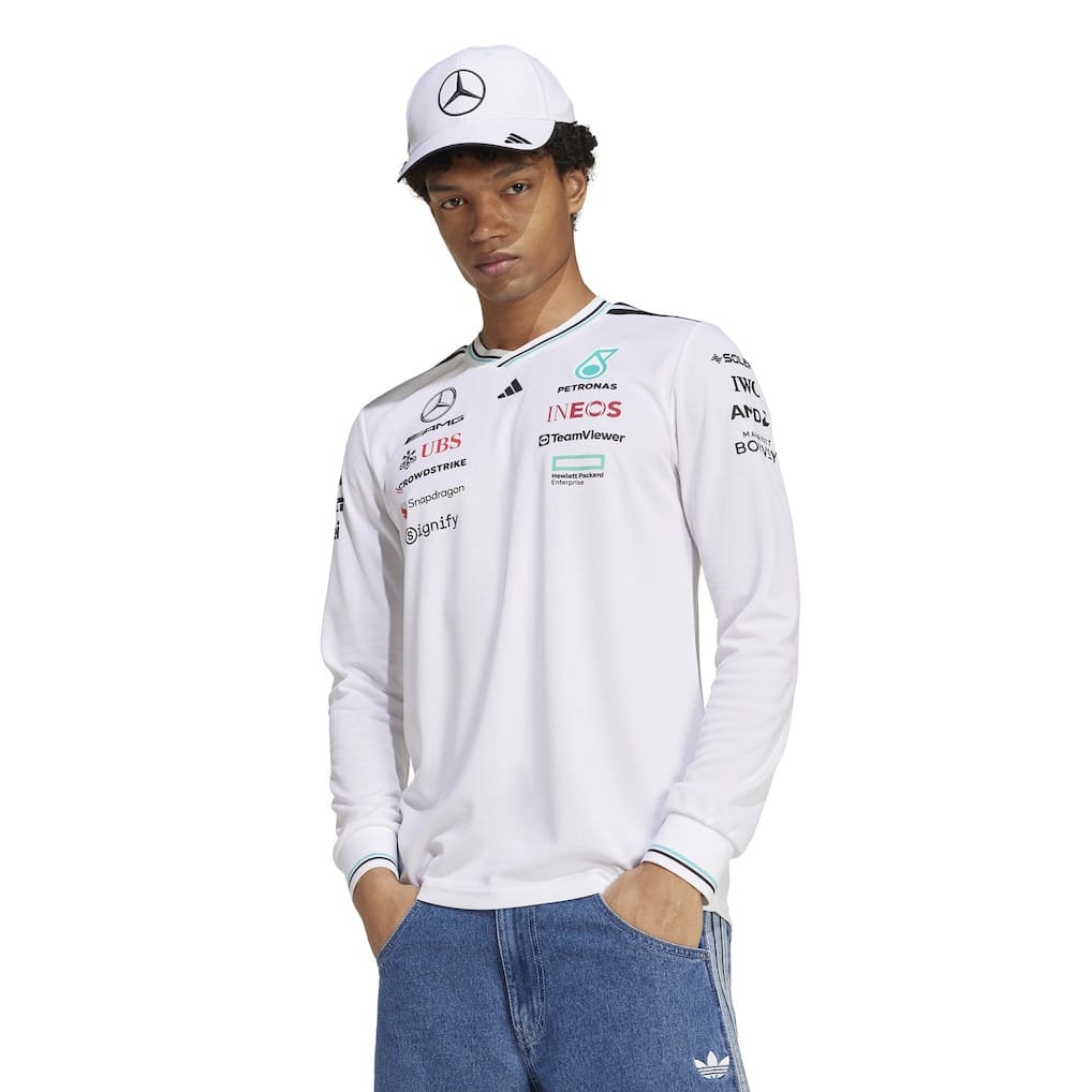 Mercedes AMG Petronas adidas Authentic Team Driver Long Sleeve T-Shirt - White