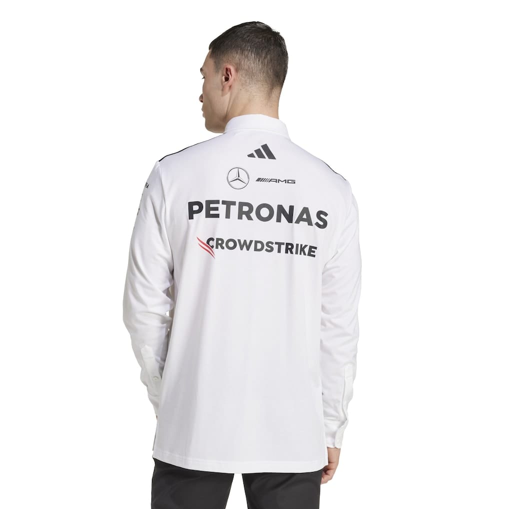 Mercedes AMG Petronas adidas F1 2025 Team Long Sleeve Polo - White