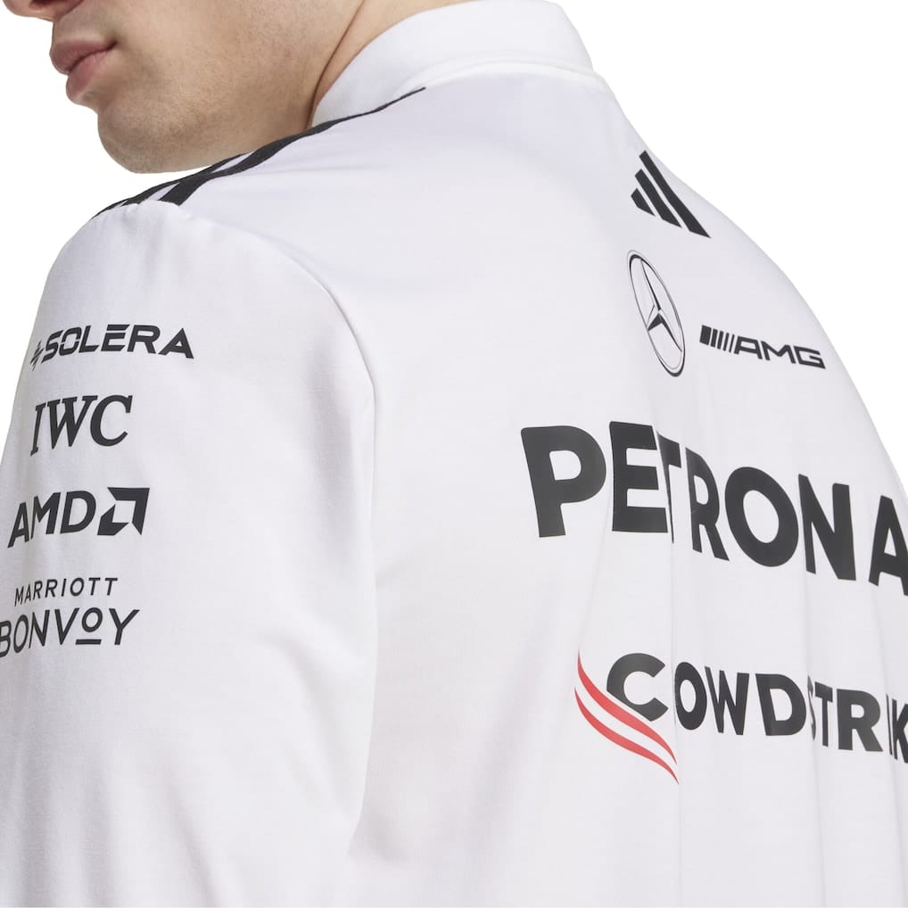 Mercedes AMG Petronas adidas F1 2025 Team Long Sleeve Polo - White