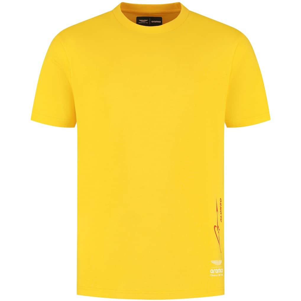 Aston Martin Aramco Cognizant F1 2025 Special Edition Spanish GP Fernando Alonso T-Shirt - Yellow